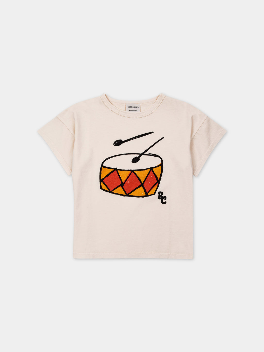 Ivory t-shirt for boy with drum print